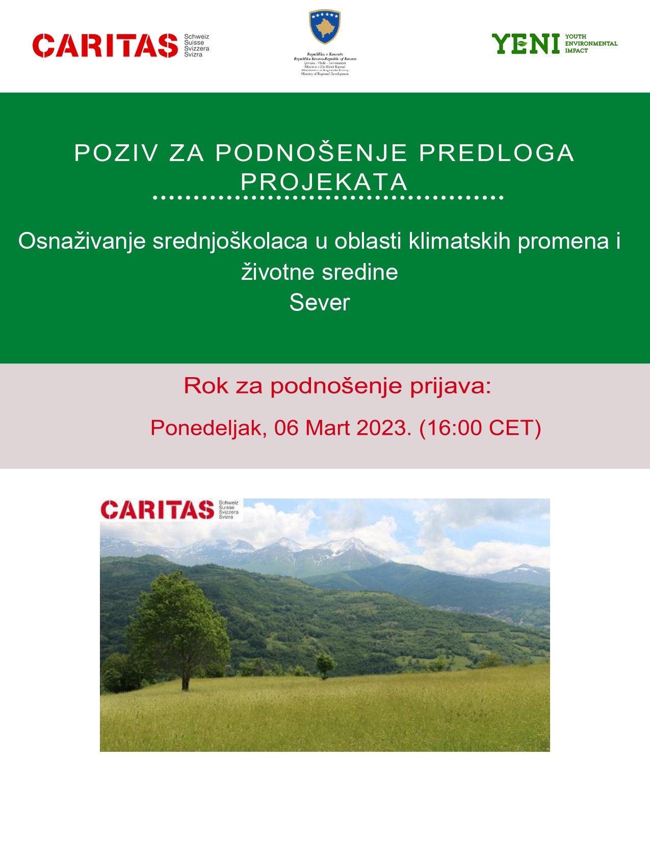 POZIV ZA PODNOŠENJE PREDLOGA PROJEKATA: Osnaživanje srednjoškolaca u oblasti klimatskih promena i životne sredine Sever